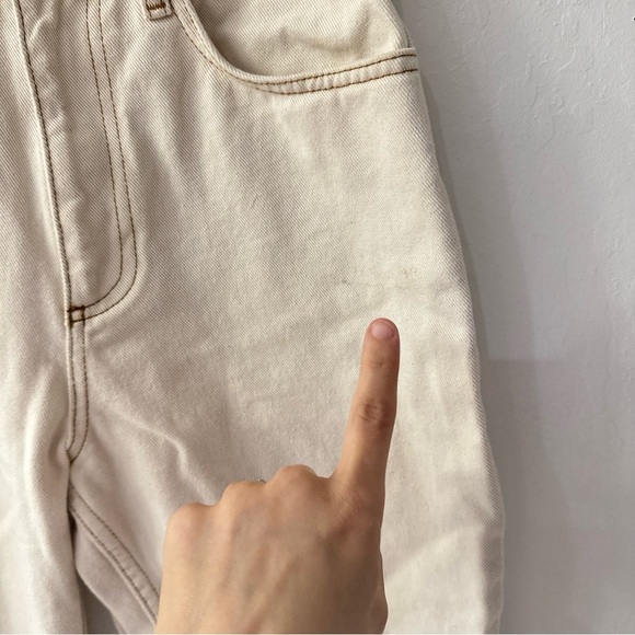 Reclaimed Vintage Ecru Cream Brown Stitching 90s Tapered Mom Fit Jeans 4 - Picture 11 of 13